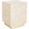 image:imageSAFAVIEH Home Collection  Juno Rectangle Mosaic Faux Mother of Pearl Side Table Modern Luxe Accent Table with Gold Base Fully Assembled TRB1009A