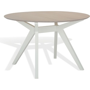 image:imageSAFAVIEH Couture Collection  Rhonda Walnut amp Black Round Wood Dining Table Modern TwoTone Design SFV6709BWhite WashedWhite