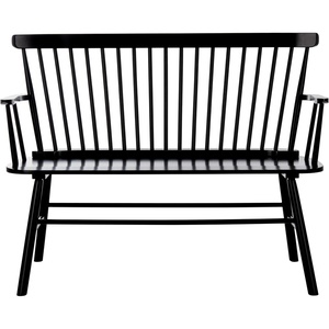 image:imageSAFAVIEH Furniture  Addison Loveseat  Grey  Solid Wood  Coastal Slatted Design  Ideal for Living Room Sunroom Bedroom 18 Seat Height AMH8513CBlack