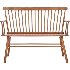 image:imageSAFAVIEH Furniture  Addison Loveseat  Grey  Solid Wood  Coastal Slatted Design  Ideal for Living Room Sunroom Bedroom 18 Seat Height AMH8513CHoney