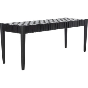 image:imageSAFAVIEH Furniture  Amalia Bench  Black amp Black  Solid Wood  Modern Leather Design  Ideal for Entryway Bedroom Living Room 18 Seat Height BCH1001DBlack  Black
