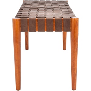 image:imageSAFAVIEH Furniture  Amalia Bench  Black amp Black  Solid Wood  Modern Leather Design  Ideal for Entryway Bedroom Living Room 18 Seat Height BCH1001DCognac  Dark Brown