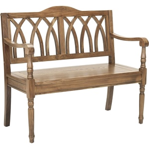 image:imageSAFAVIEH Furniture  Benjamin Bench  Quartz Grey  Solid Wood  Farmhouse HighBack Design  Ideal for Entryway Living Room Dining Room 171 Seat Height AMH6500COak