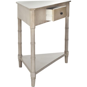 image:imageSAFAVIEH Furniture  Gomez 1Drawer Corner Table  Distressed Cream  Solid Wood  Classic Corner Storage Design  Ideal for Entryway Living Room Home Office 331W x 173D x 28H AMH5709CVintage Grey
