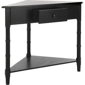 image:imageSAFAVIEH Furniture  Gomez 1Drawer Corner Table  Distressed Cream  Solid Wood  Classic Corner Storage Design  Ideal for Entryway Living Room Home Office 331W x 173D x 28H AMH5709CDistressed Black