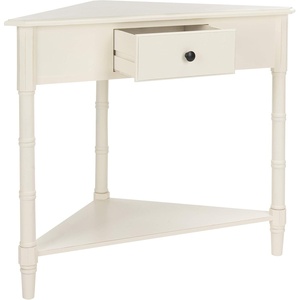image:imageSAFAVIEH Furniture  Gomez 1Drawer Corner Table  Distressed Cream  Solid Wood  Classic Corner Storage Design  Ideal for Entryway Living Room Home Office 331W x 173D x 28H AMH5709CDistressed Cream