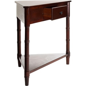 image:imageSAFAVIEH Furniture  Gomez 1Drawer Corner Table  Distressed Cream  Solid Wood  Classic Corner Storage Design  Ideal for Entryway Living Room Home Office 331W x 173D x 28H AMH5709CDark Cherry