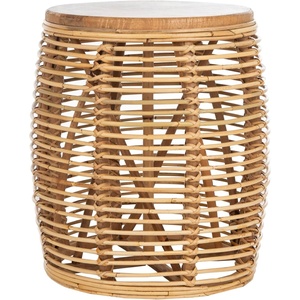 image:imageSAFAVIEH Furniture  Maui Rattan Drum Stool Table  Honey BrownWash amp Teak Brown  Rattan  Coastal Woven Design  Fully Assembled  Ideal for Living Room Bedroom Patio  Fully Assembled STL6500BNatural
