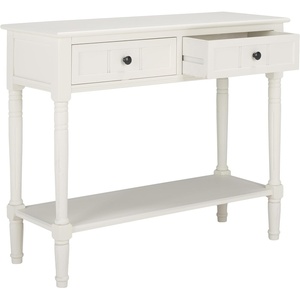 image:imageSAFAVIEH Furniture  Samantha 2Drawer Console Table  Vintage Grey  Solid Wood  Classic Storage Design  Ideal for Entryway Living Room Hallway 358W x 138D x 295H AMH5710ADistressed Cream