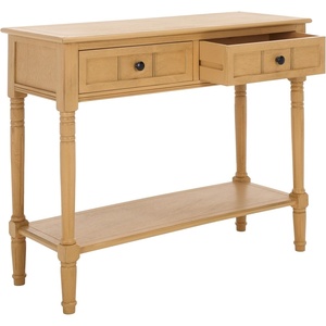 image:imageSAFAVIEH Furniture  Samantha 2Drawer Console Table  Vintage Grey  Solid Wood  Classic Storage Design  Ideal for Entryway Living Room Hallway 358W x 138D x 295H AMH5710ACamel