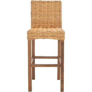 image:imageSAFAVIEH Furniture  Tobie Rattan Bar Stool  2953 Seat Height  Natural amp Golden Brown  Mango Wood  Coastal RattanSeat Design  Ideal for Kitchen Dining Room  Fully Assembled BST6500ANatural  Natural