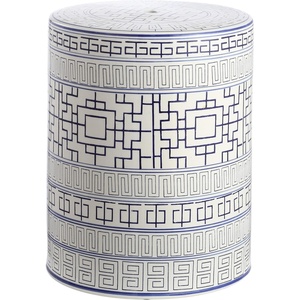 image:imageSAFAVIEH Home  Parri Blue amp White Ceramic Garden Stool Side Table Decorative Chinoiserie IndoorOutdoor Accent Table Fully Assembled 125 W x 125 D x 18 H ACS4581A