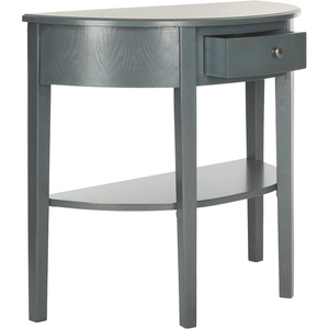 image:imageSAFAVIEH Home Collection  Abram White Birch Semicircle Console Table with Drawer amp Shelf Transitional Country Console Demilune Design AMH6636ADark Teal
