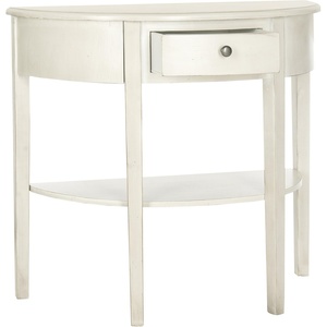image:imageSAFAVIEH Home Collection  Abram White Birch Semicircle Console Table with Drawer amp Shelf Transitional Country Console Demilune Design AMH6636AWhite Birch