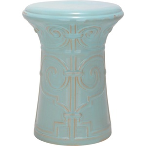 image:imageSafavieh Castle Gardens Collection Imperial Garden White Ceramic Garden StoolLight Aqua
