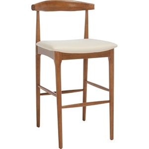 image:imageSafavieh Home Collection Lionel Retro WalnutDark Grey Cushion 30inch Bar StoolWalnutCream