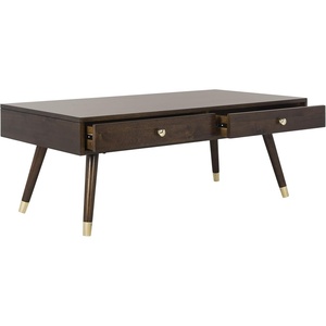 image:imageSafavieh Home Levinson MidCentury Modern Brown and Gold Cap 2drawer Coffee TableBrown