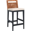 image:imageSAFAVIEH Furniture  Darin Counter Stool  Brown amp White  Solid Wood  Coastal Upholstered Design  Ideal for Kitchen Bar Area Dining Room  Fully Assembled BST4001DBrown WeavingBlackWhite Cushion