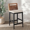 image:imageSAFAVIEH Furniture  Darin Counter Stool  Brown amp White  Solid Wood  Coastal Upholstered Design  Ideal for Kitchen Bar Area Dining Room  Fully Assembled BST4001DBrown WeavingBlackWhite Cushion