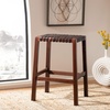 image:imageSAFAVIEH Home Capri Brown Wood and Leather 27inch Counter StoolBrown  Brown