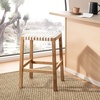 image:imageSAFAVIEH Home Capri Brown Wood and Leather 27inch Counter StoolNatural  White