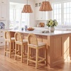 image:imageSAFAVIEH Home Collection  Tojo Cane Rounded Back Counter Stool Natural Wood with White Cushion Fully Assembled BST6507ANaturalWhite
