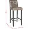 image:imageSAFAVIEH Home Collection Thompson Sky Blue Espresso 30inch Nailhead Trim Tufted Kitchen Breakfast Nook Dining Pub Bar StoolClay