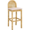 image:imageSAFAVIEH Home Collection  Tojo Natural Rattan 30Inch Bar Stool Rounded Cane Back amp White Cushion Fully Assembled BST6506ANaturalWhite