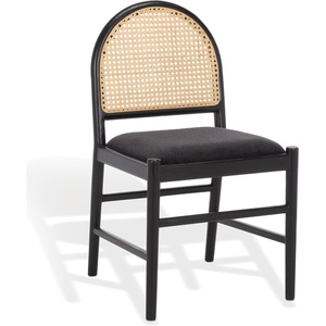 image:imageSAFAVIEH Couture  Laylie Dining Chair Set of 2  Black Solid Wood amp Cushion with Natural Cane Rattan Weave  Fully Assembled  Ideal for Dining Room Kitchen 18 Seat Height SFV1607DSET2