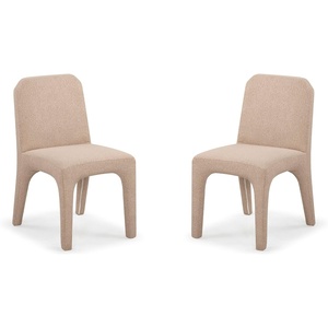 image:imageSAFAVIEH Couture Collection Maricelle Tan Boucle Dining Chair Set of 2 Fully AssembledLight Brown