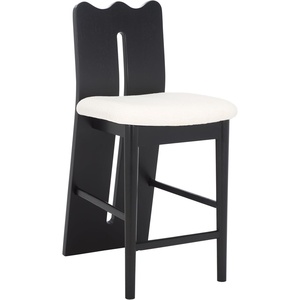 image:imageSAFAVIEH Home Collection  Kieran Modern Counter Stool 25inch Seat Height Cream Boucle Seat amp Black Solid Wood Frame BST8803ACremeBlack