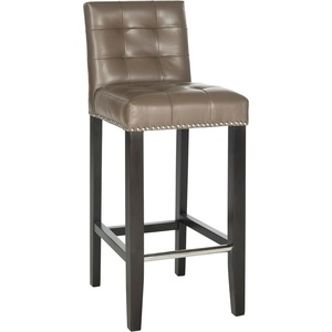 image:imageSAFAVIEH Home Collection Thompson Sky Blue Espresso 30inch Nailhead Trim Tufted Kitchen Breakfast Nook Dining Pub Bar StoolClay