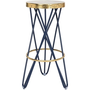 image:imageSafavieh Lorna Bar Stool BeigeGoldNavy  Gold