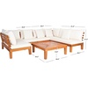 image:imageSAFAVIEH Outdoor  Granton 5Piece Sectional Set  Brown amp Beige  Solid Wood  Modular Sectional with Coffee Table  Ideal for Patio Deck Porch Backyard PAT7054ANaturalBeige  Solid Pillow
