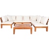 image:imageSAFAVIEH Outdoor  Granton 5Piece Sectional Set  Brown amp Beige  Solid Wood  Modular Sectional with Coffee Table  Ideal for Patio Deck Porch Backyard PAT7054ANaturalBeige  Solid Pillow