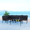 image:imageSAFAVIEH Outdoor Collection Remsin GreyBeige Wicker Conversation Patio SetBlack  Black