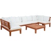 image:imageSAFAVIEH Outdoor  Granton 5Piece Sectional Set  Brown amp Beige  Solid Wood  Modular Sectional with Coffee Table  Ideal for Patio Deck Porch Backyard PAT7054ANaturalBeige  Solid Pillow