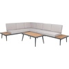 image:imageSAFAVIEH Outdoor Collection Guthrie NaturalGrey Solid Wood Corner Conversation Patio SetNaturalLight Grey