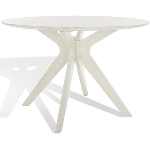 image:imageSAFAVIEH Couture Collection  Carolee Walnut Brown 46Inch Round Dining Table Farmhouse Dining Table for Kitchen or Dining Room Seats Up to 4 SFV2134CWhite Washed