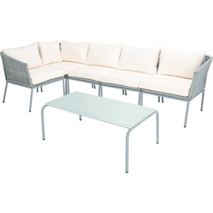 image:imageSAFAVIEH Outdoor Collection Remsin GreyBeige Wicker Conversation Patio SetGrey  Beige