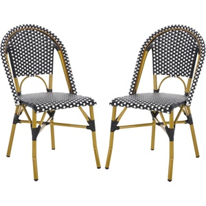 image:imageSafavieh Home Collection Hooper IndoorOutdoor Stacking Side Chairs  Black amp White  Set of 2Black  White
