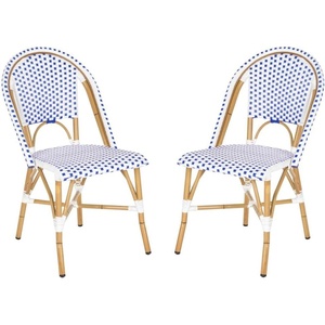 image:imageSafavieh Home Collection Hooper IndoorOutdoor Stacking Side Chairs  Black amp White  Set of 2Blue  White