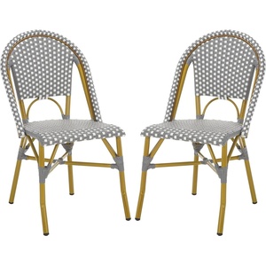 image:imageSafavieh Home Collection Hooper IndoorOutdoor Stacking Side Chairs  Black amp White  Set of 2Grey  White