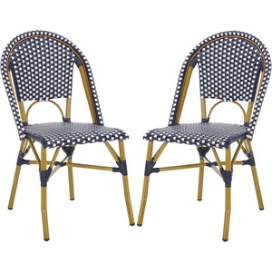 image:imageSafavieh Home Collection Hooper IndoorOutdoor Stacking Side Chairs  Black amp White  Set of 2Navy  White