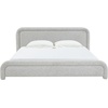 image:imageSAFAVIEH Couture Collection  Adelle Cream Chenille Upholstered King Bed Rounded Modern Frame Design No Box Spring Needed SFV4874AKBrownWhite