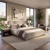 image:imageSAFAVIEH Couture Collection  Adelle Cream Chenille Upholstered King Bed Rounded Modern Frame Design No Box Spring Needed SFV4874AKBrownWhite
