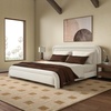 image:imageSAFAVIEH Couture Collection  Adelle Cream Chenille Upholstered King Bed Rounded Modern Frame Design No Box Spring Needed SFV4874AKCreme