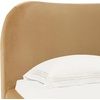 image:imageSAFAVIEH Couture Collection  Beccarose Beige Chenille Upholstered Bed Low Profile Queen Bed Modern Curved Headboard Design No Box Spring Needed SFV4811EQLight BrownWalnut