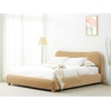 image:imageSAFAVIEH Couture Collection  Beccarose Beige Chenille Upholstered Bed Low Profile Queen Bed Modern Curved Headboard Design No Box Spring Needed SFV4811EQLight BrownWalnut