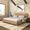 image:imageSAFAVIEH Couture Collection  Beccarose Beige Chenille Upholstered Bed Low Profile Queen Bed Modern Curved Headboard Design No Box Spring Needed SFV4811EQLight BrownWalnut